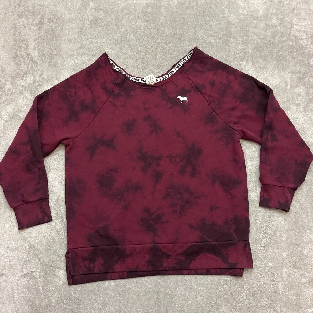 Victoria's Secret Pink Sweatshirt Womens Small Red and Black Dog Logo